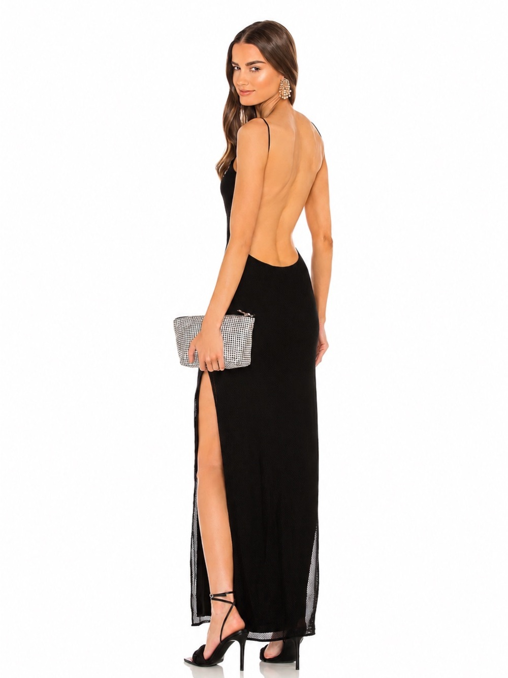 MICHAEL COSTELLO X REVOLVE Nolan Maxi Dress Black XXS | Backless High Slit Gown